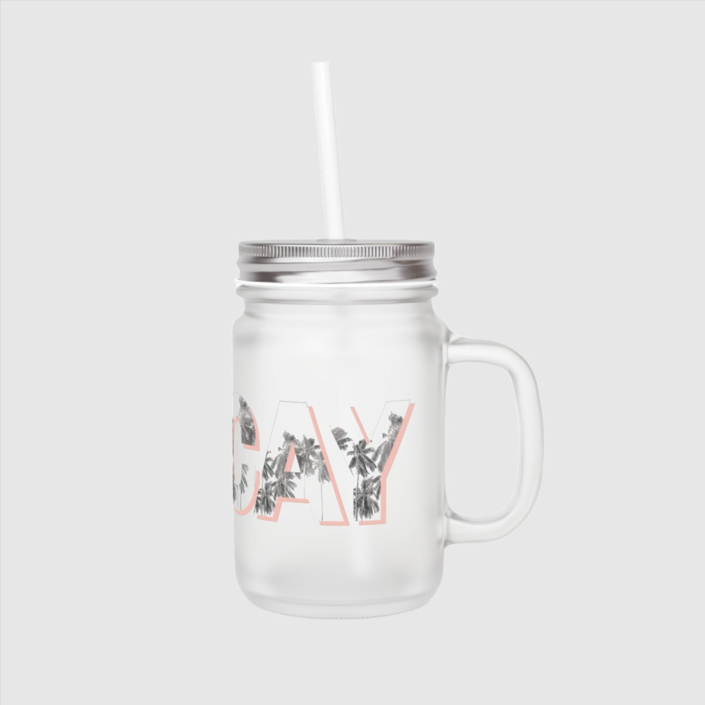 Custom Vacay Print Mason Jar with a straw and lid | PERSONALIZED - ChoreGirl