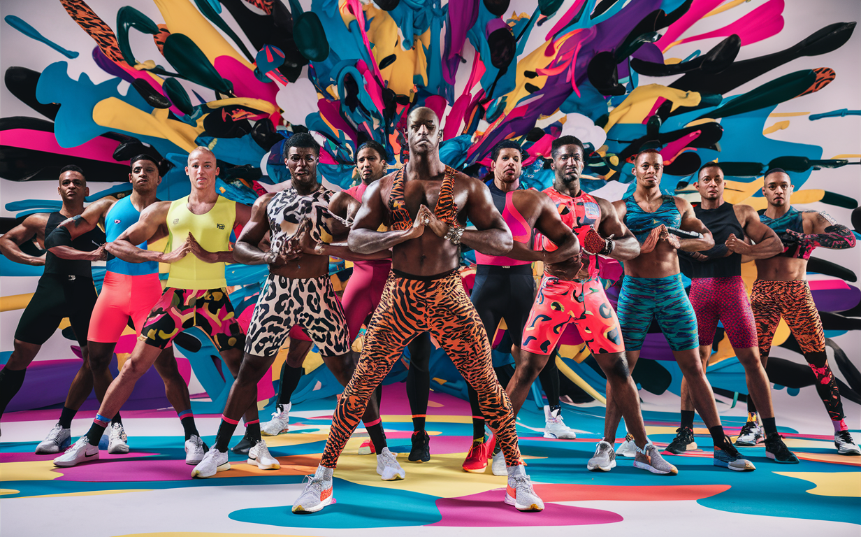 a team of fit men presenting CHORÉGIRL activewear collection