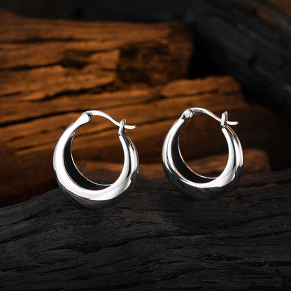 Women's Geometric U-shaped Silver 925 Earrings - ChoreGirl