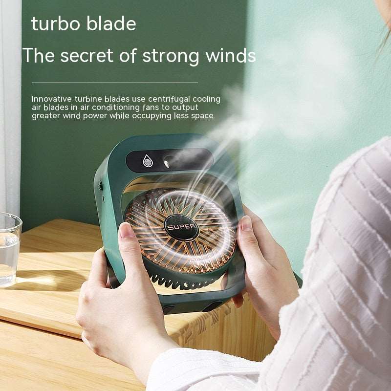 Air Conditioner Ice Mist Little Desktop Blowing Electric Fan with USB Charging - ChoreGirl