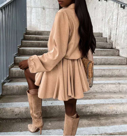 Women's Casual Long Sleeve Loose Shirt Dress