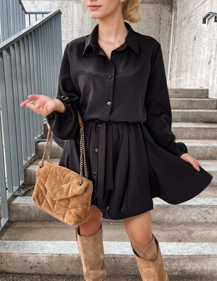 Women's Casual Long Sleeve Loose Shirt Dress
