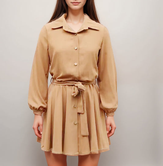 Women's Casual Long Sleeve Loose Shirt Dress - ChoreGirl