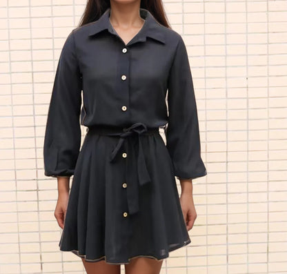 Women's Casual Long Sleeve Loose Shirt Dress - ChoreGirl