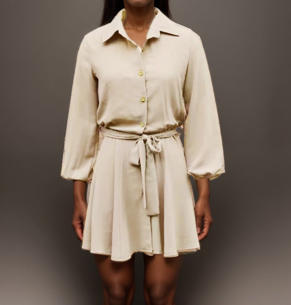 Women's Casual Long Sleeve Loose Shirt Dress - ChoreGirl