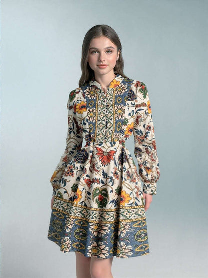 Women's Bohemian Floral Print Short Dress