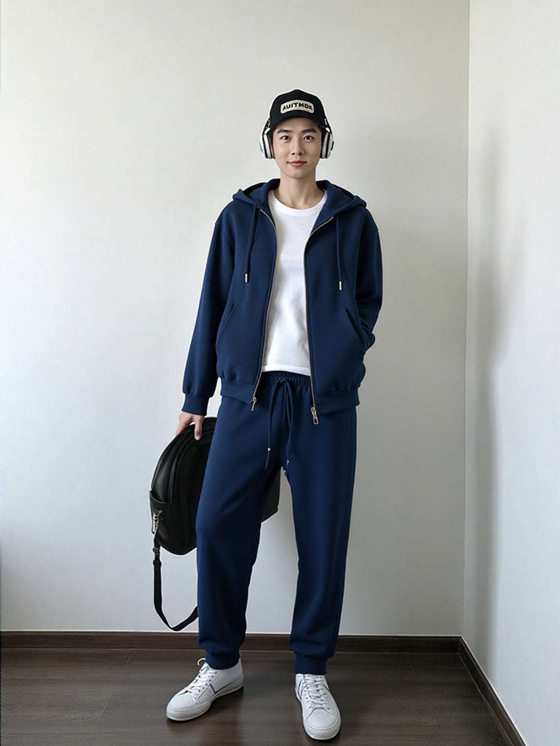 Men's Casual Hooded Zip-up jacket and Sweatpants Sportswear Set