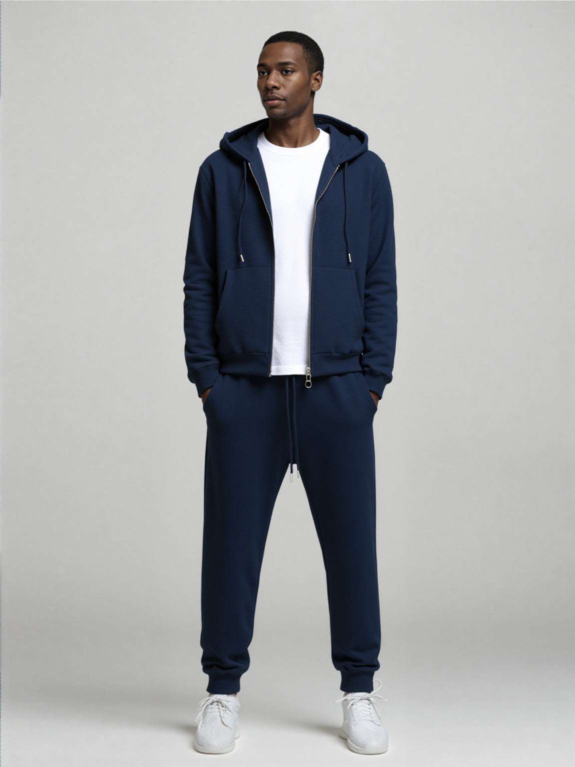 Men's Casual Hooded Zip-up jacket and Sweatpants Sportswear Set