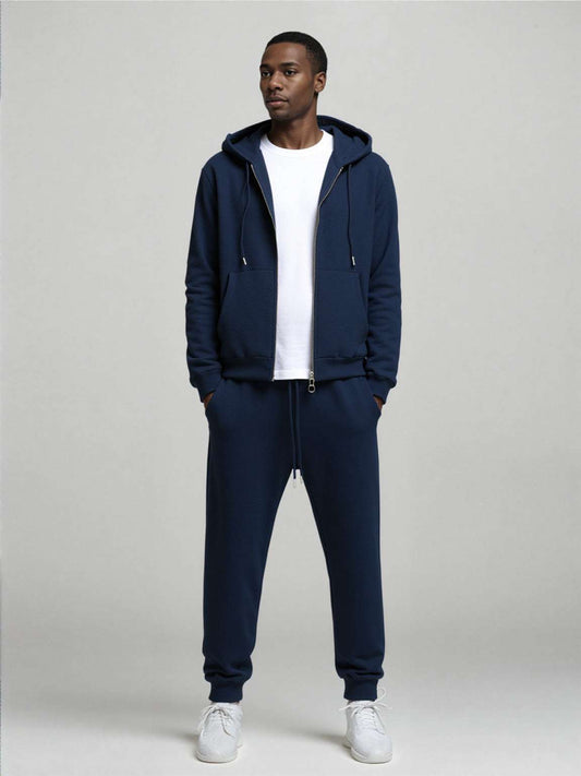 Men's Casual Hooded Zip-up jacket and Sweatpants Sportswear Set