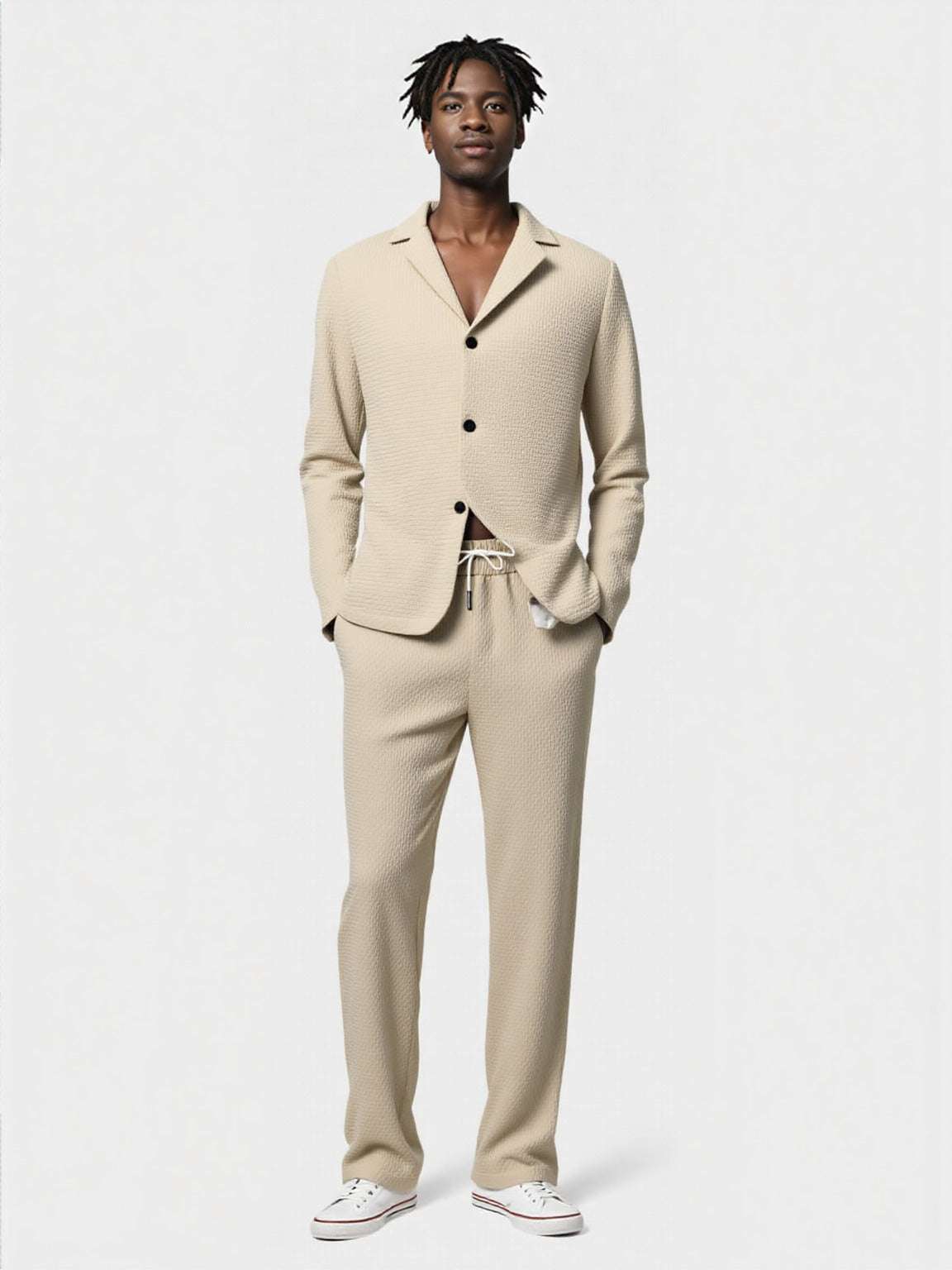 Men's Knit Pattern Two Piece Outfit Set - ChoreGirl