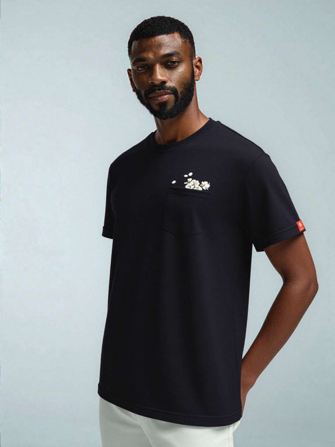 Men's Trendy Embroidery Flowers T-Shirt - ChoreGirl