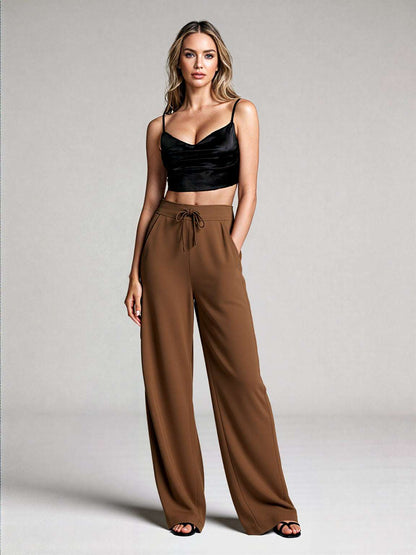 Women's Casual Loose Straight Wide Leg Pants - ChoreGirl