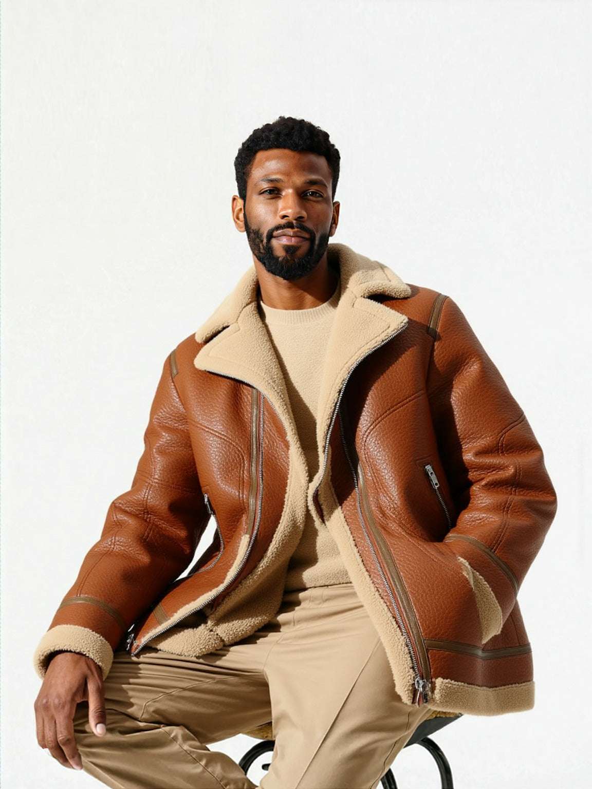 Men's Warm Fleece Lined PU Leather Coat - ChoreGirl