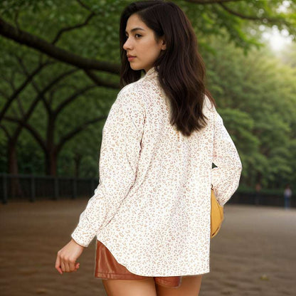 Women's Casual Corduroy Leopard Print Coat
