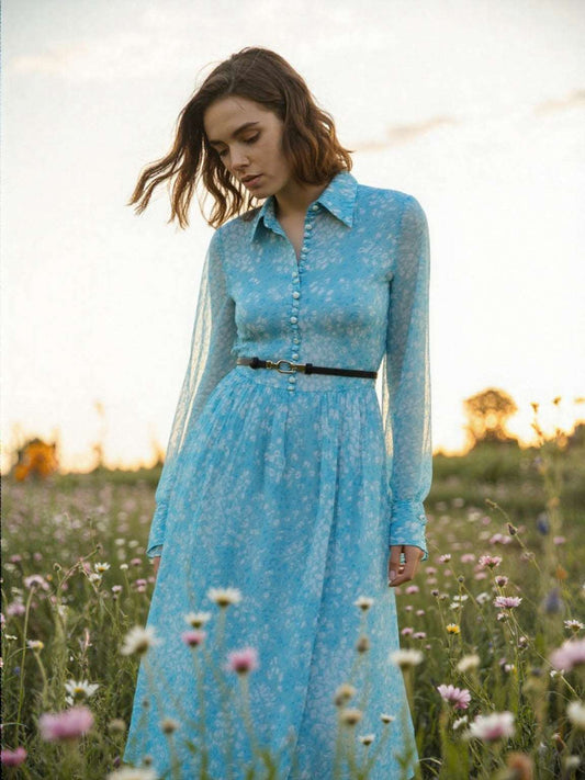 Women's Elegant Chiffon Boho Long Dress - ChoreGirl