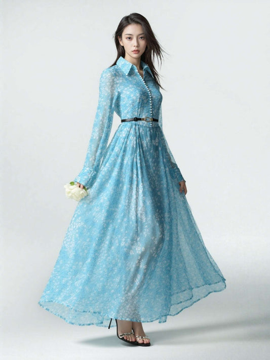 Women's Elegant Chiffon Boho Long Dress - ChoreGirl