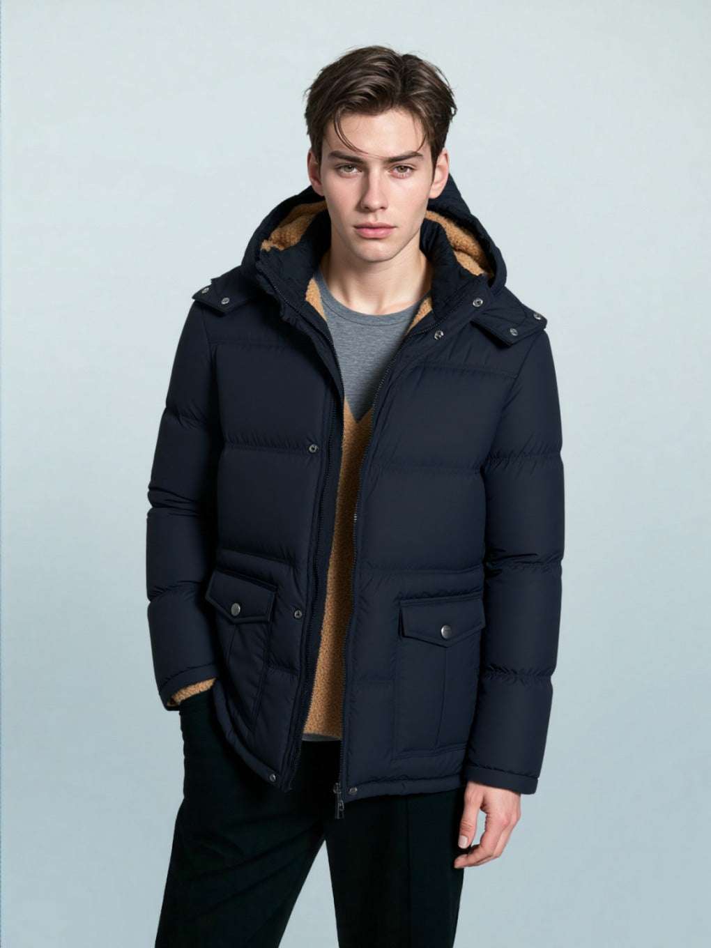 Men's Warm Velvet Padded Hooded Coat - ChoreGirl