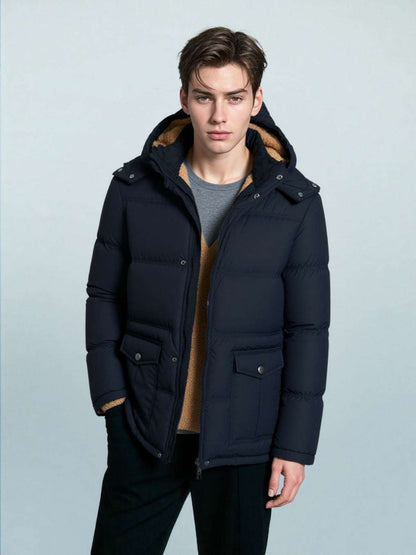 Men's Warm Velvet Padded Hooded Coat - ChoreGirl