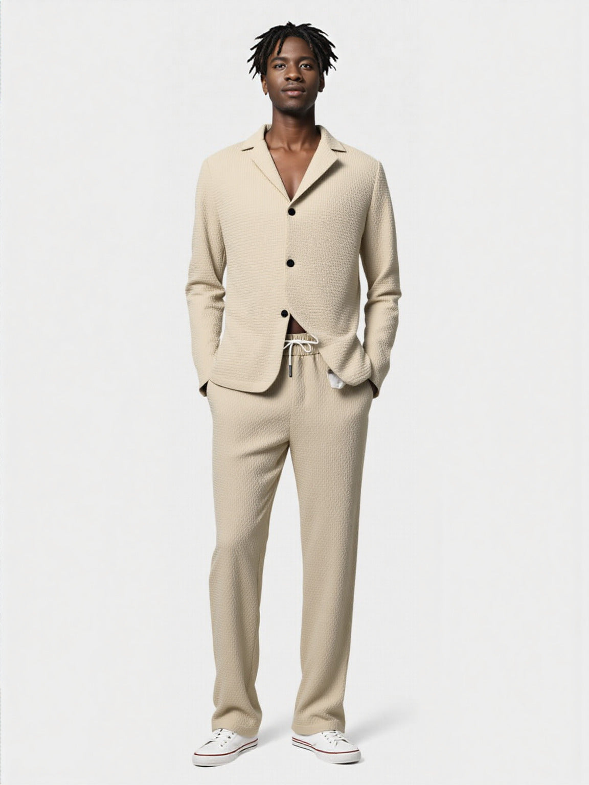 Men's Knit Pattern Two Piece Outfit Set - ChoreGirl