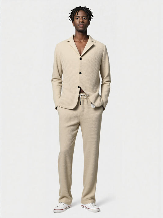 Men's Knit Pattern Two Piece Outfit Set - ChoreGirl