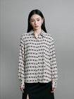 Women's Casual Geometric Pattern Silk Satin Textured Shirt