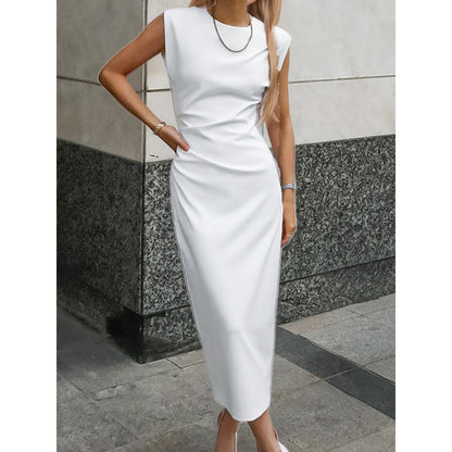 Women's White Elegance Slim-fit Split Midi Dress - ChoreGirl