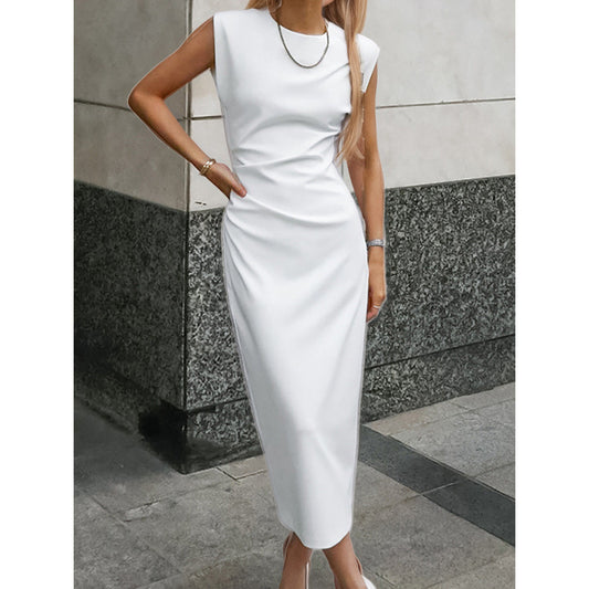Women's White Elegance Slim-fit Split Midi Dress - ChoreGirl