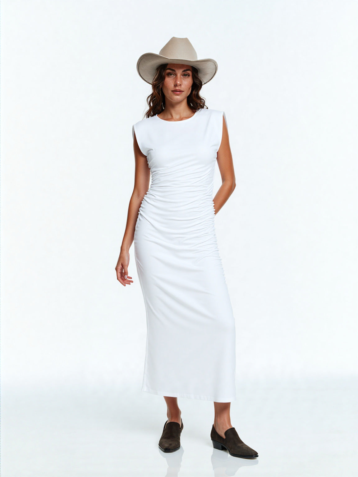 Women's White Elegance Slim-fit Split Midi Dress - ChoreGirl