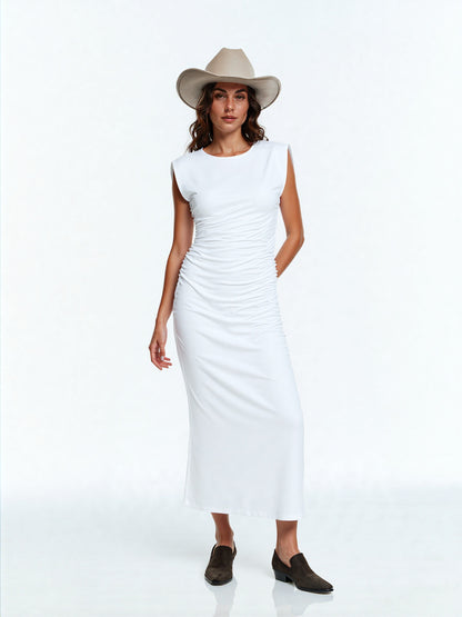 Women's White Elegance Slim-fit Split Midi Dress - ChoreGirl