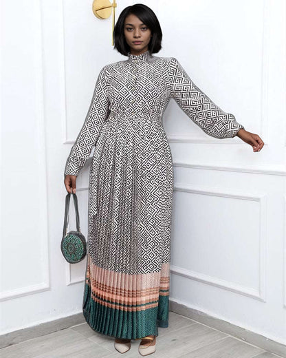 Women's Elegant Long Pleated Dress - ChoreGirl