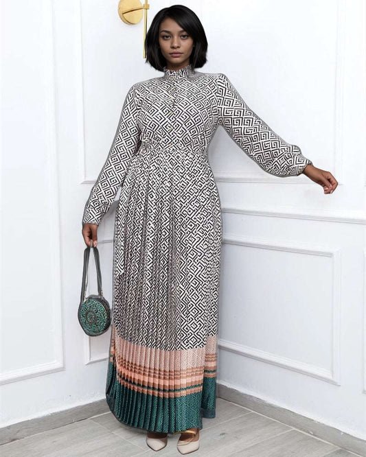 Women's Elegant Long Pleated Dress - ChoreGirl