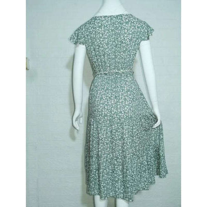 Women's Floral Tied Dress with Rope Style Belt - ChoreGirl