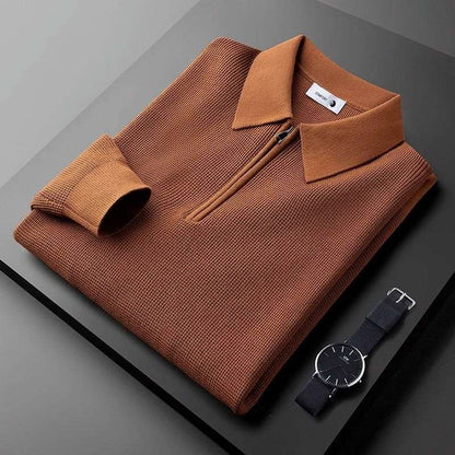 Men's Leisure Warm Knitted Half Zipper And Lapel Collar Sweater - ChoreGirl