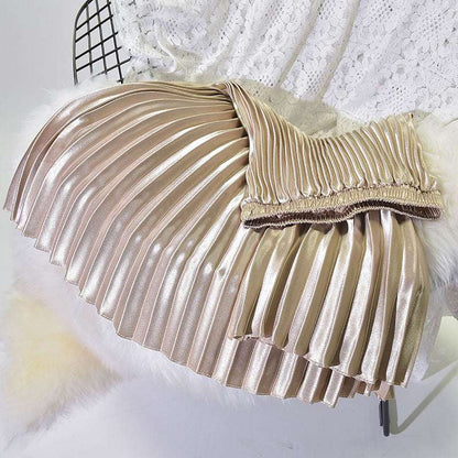 Women's Retro Fashion High Waist Pleated Long Skirt