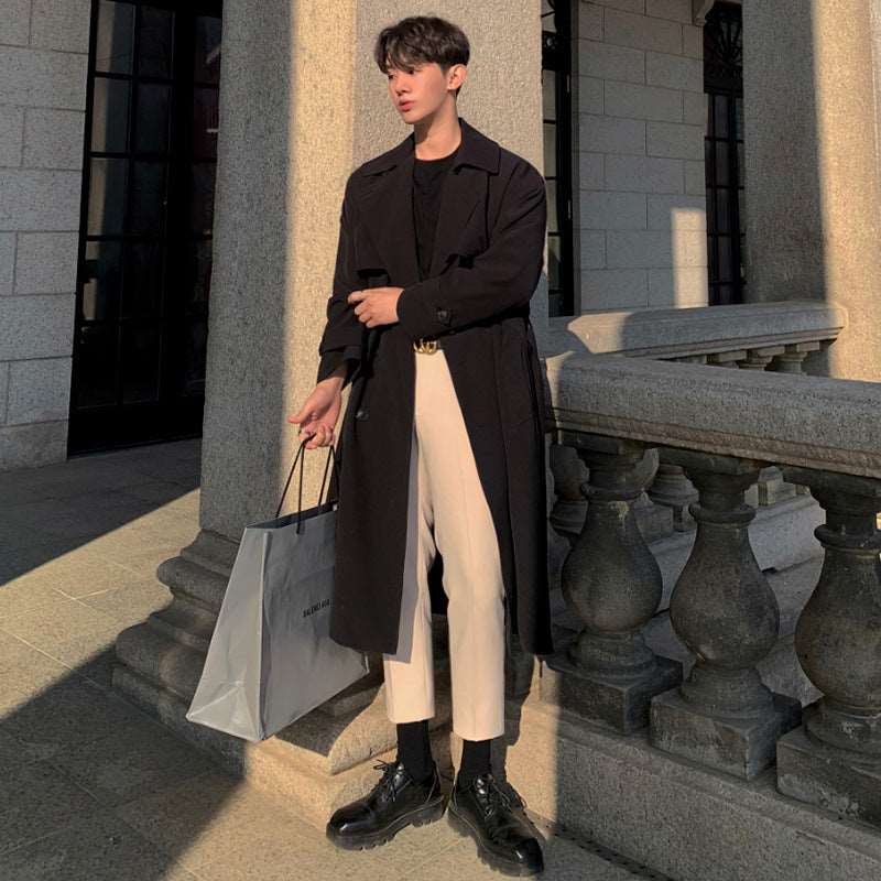 Men's Mid-length Loose Double-breasted Trench Coat - ChoreGirl