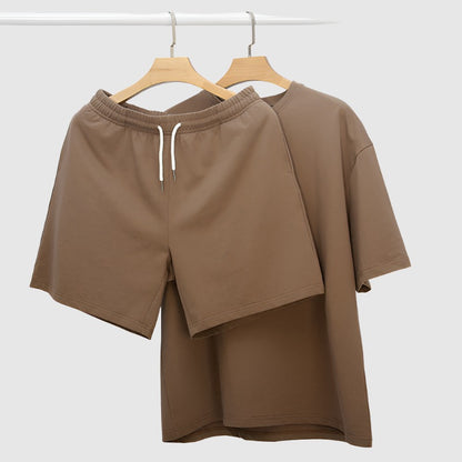 Men's Casual Cotton Short Sleeve T-shirt and Shorts Two-piece Outfit Set - ChoreGirl