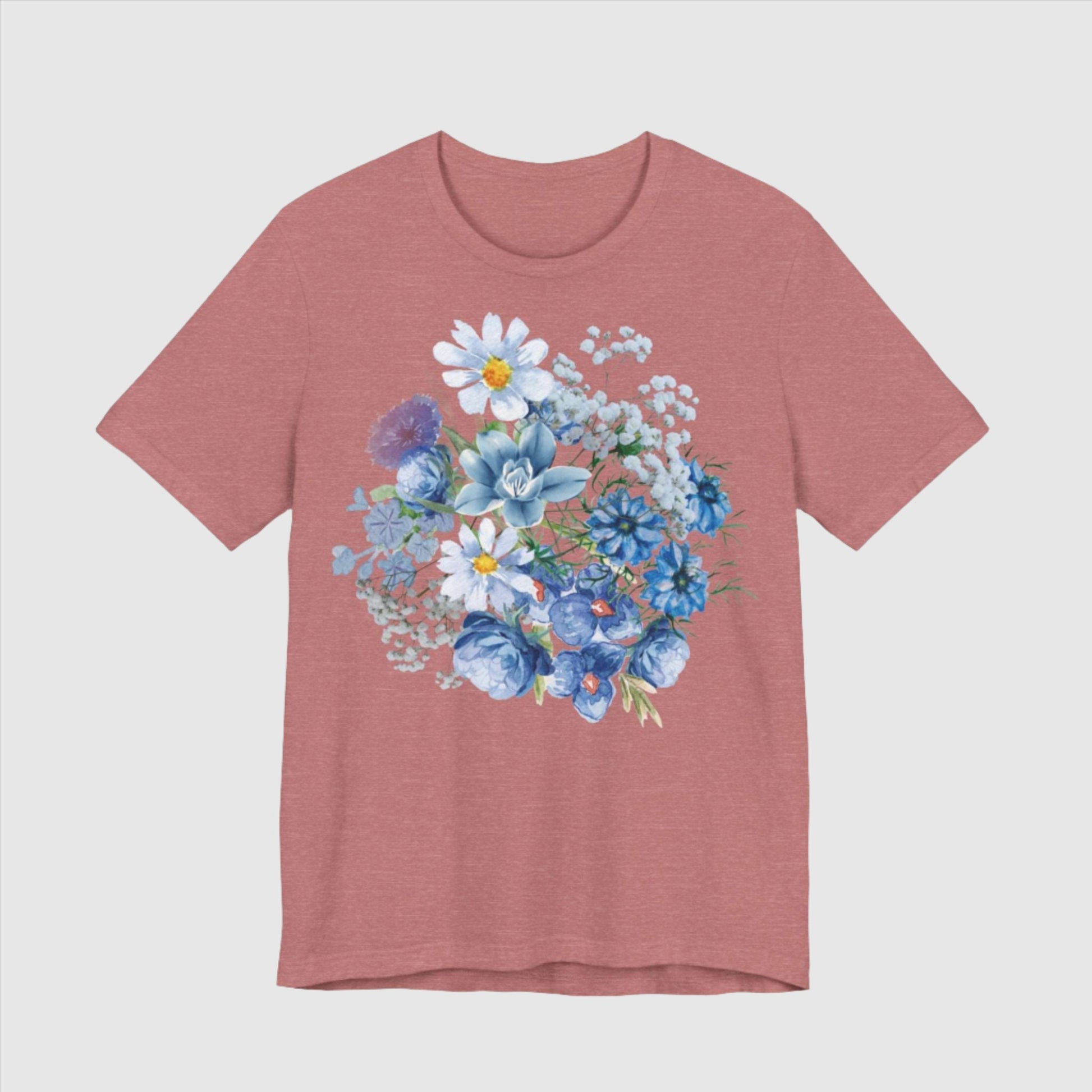 Custom Unisex Vintage Gardening Style Blue Flower Jersey Short Sleeve Tee | PERSONALIZED - ChoreGirl