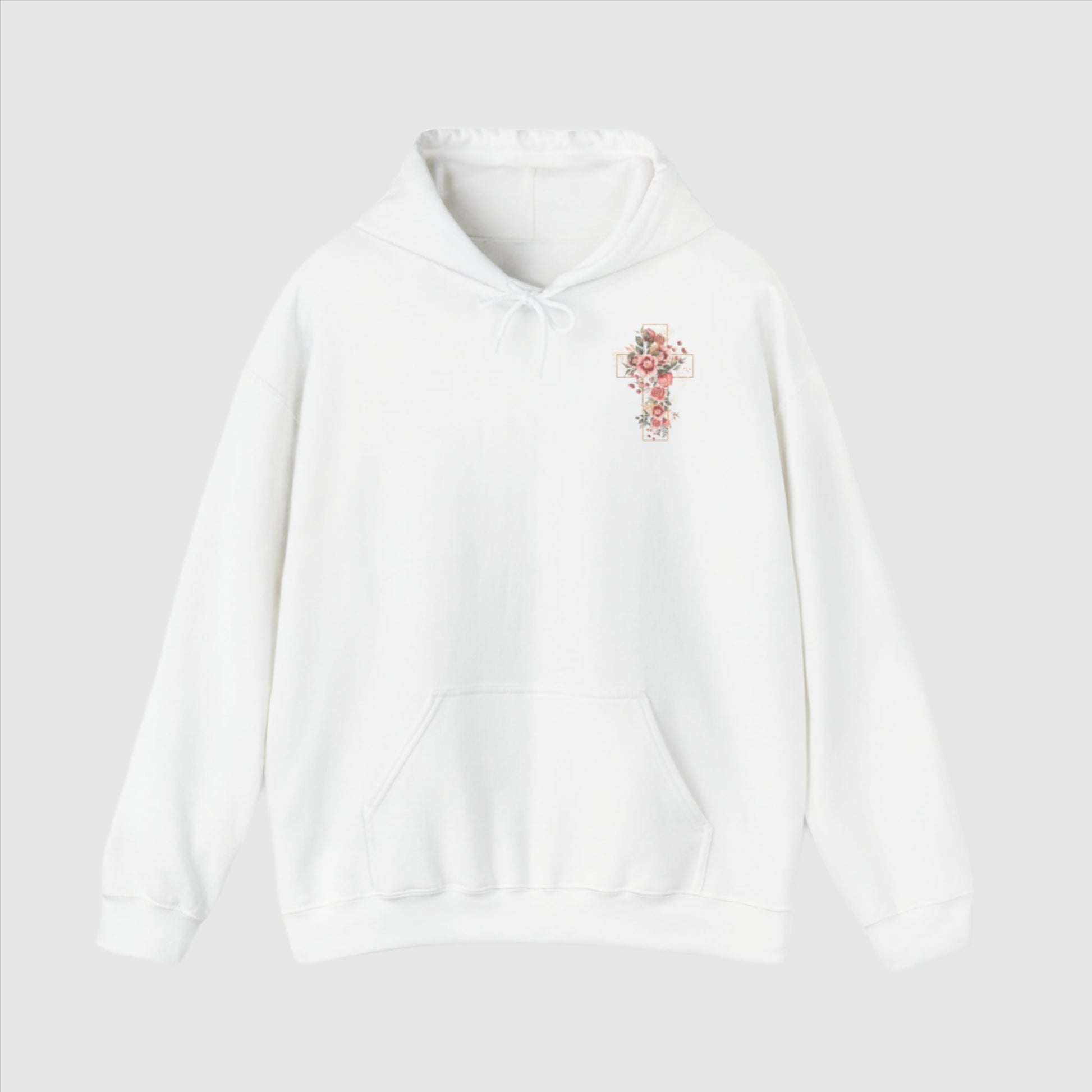 Custom Unisex Blooming Flower Cross Heavy Blend Hoodie | PERSONALIZED - ChoreGirl