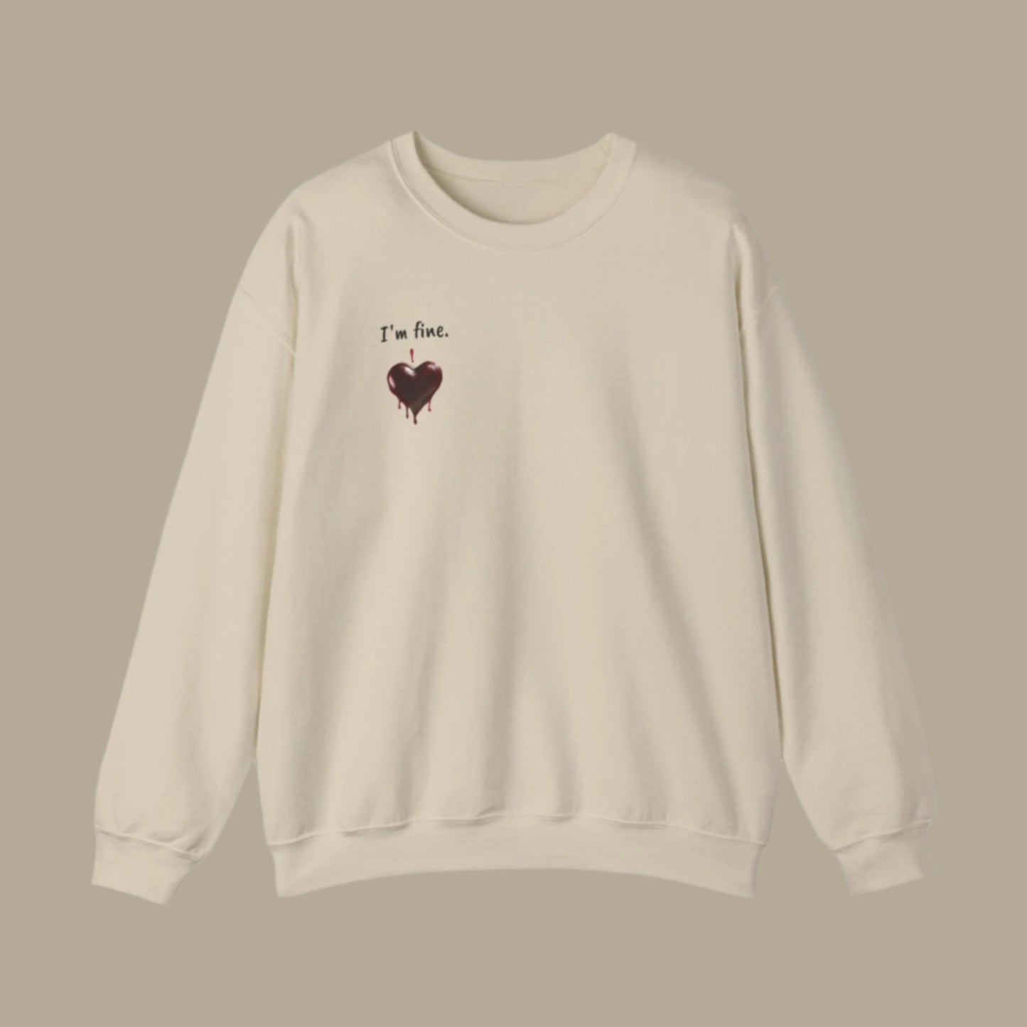 Custom Unisex Anti Valentine's Day I'm fine. Heavy Blend Crewneck Sweatshirt | PERSONALIZED - ChoreGirl