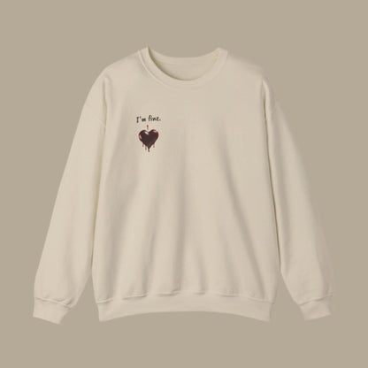 Custom Unisex Anti Valentine's Day I'm fine. Heavy Blend Crewneck Sweatshirt | PERSONALIZED - ChoreGirl