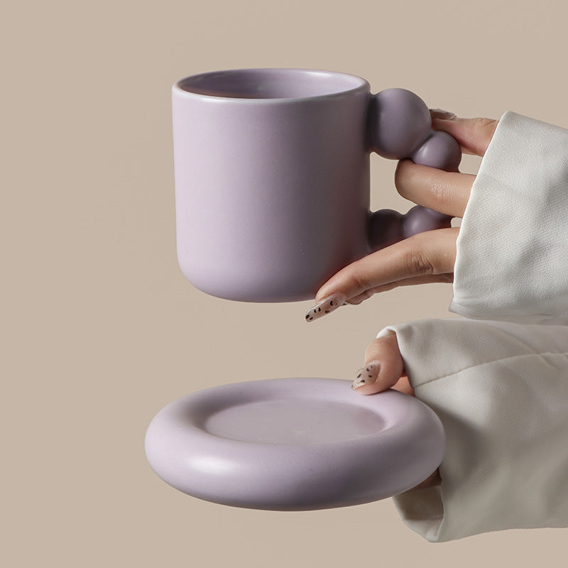 Bubbly Curvy Ceramic Mug with coaster, 300 ml - ChoreGirl