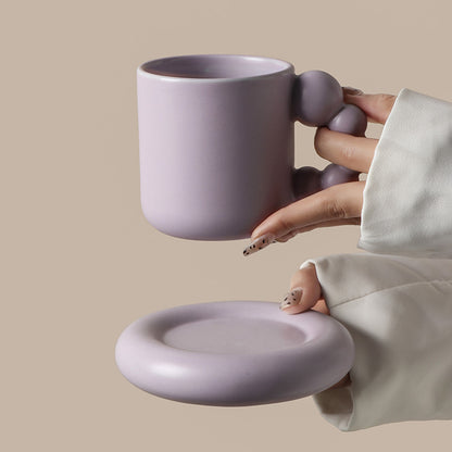 Bubbly Curvy Ceramic Mug with coaster, 300 ml - ChoreGirl