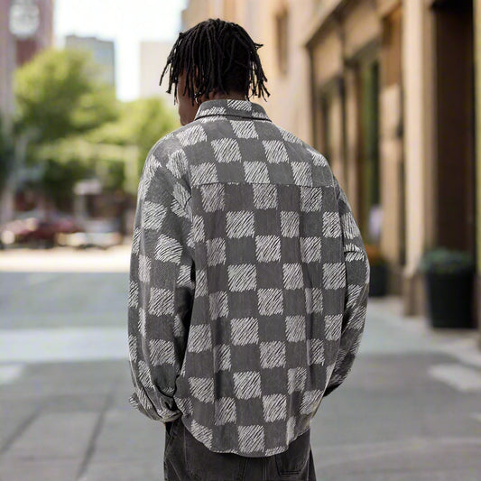 Men's Checkered Loose Button-up Shirt - ChoreGirl