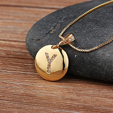 Fashion Jewelery Letter Necklace with Glossy Diamonds - ChoreGirl