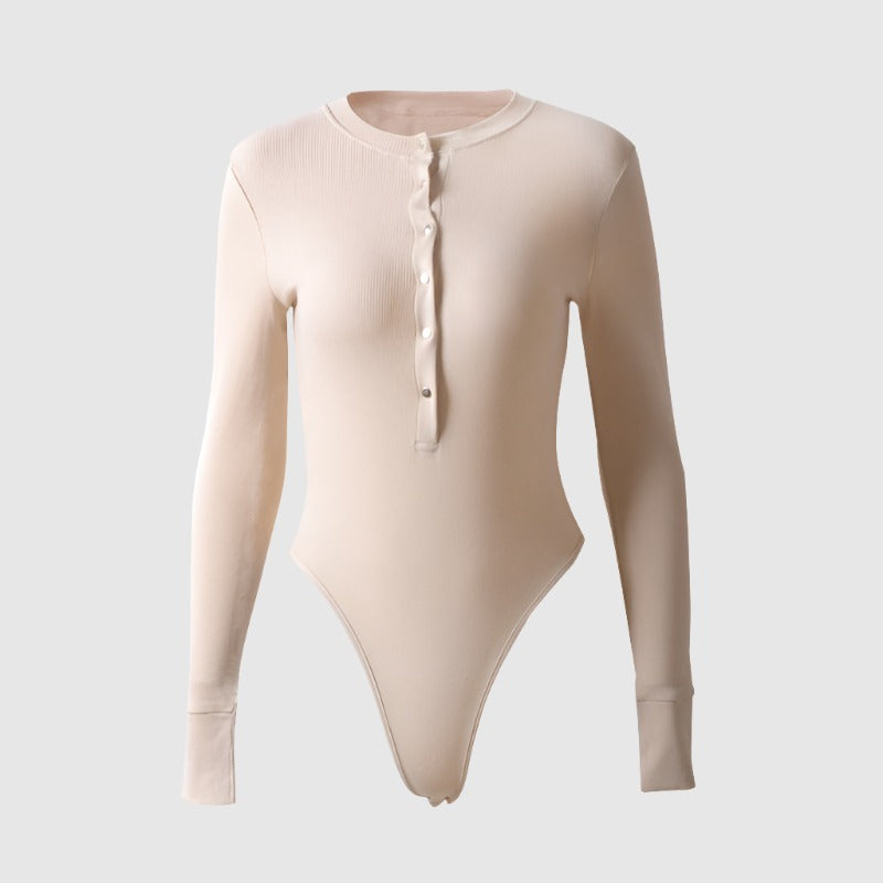 Women's Long Sleeved Low Cut V-Neck Bodysuit - ChoreGirl