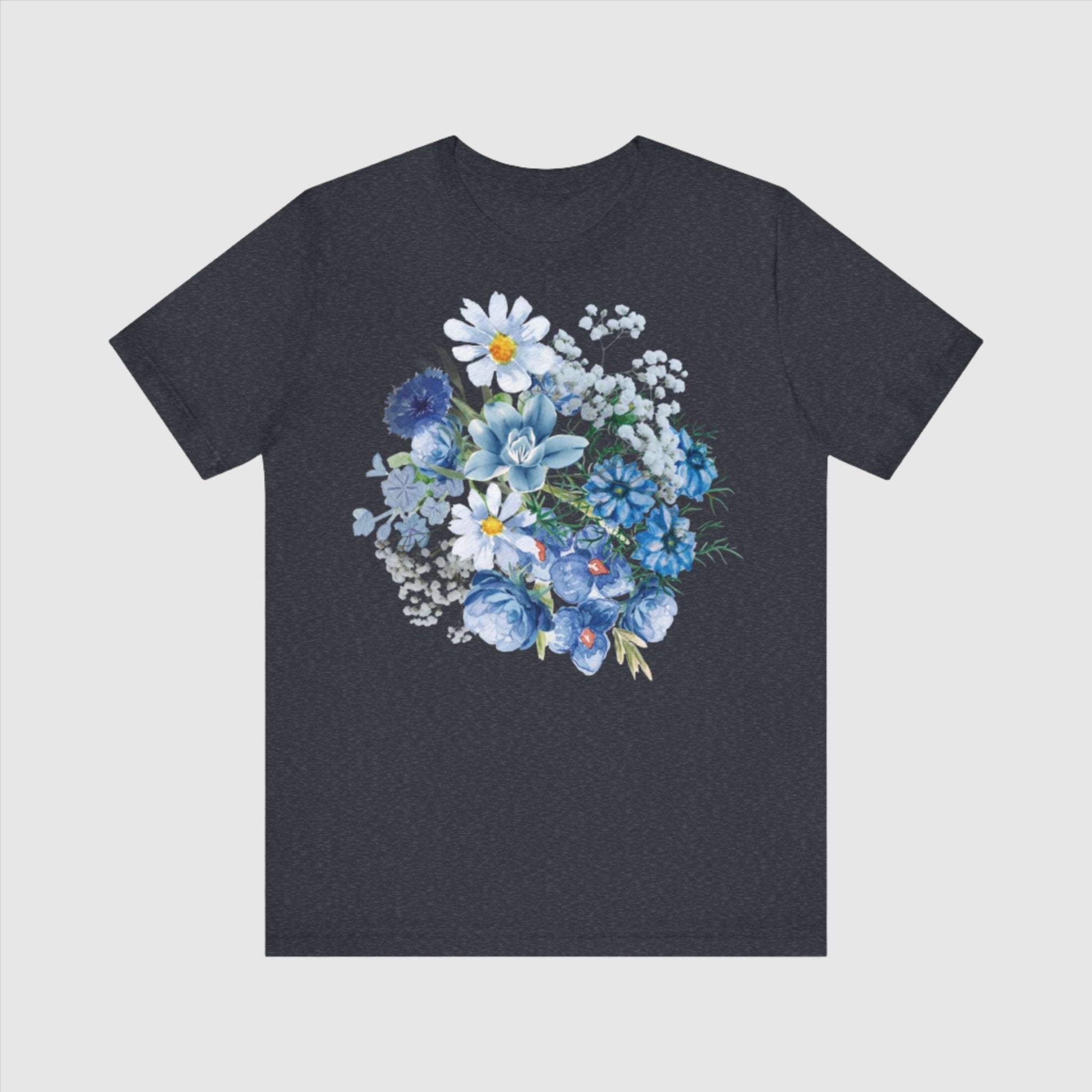 Custom Unisex Vintage Gardening Style Blue Flower Jersey Short Sleeve Tee | PERSONALIZED - ChoreGirl