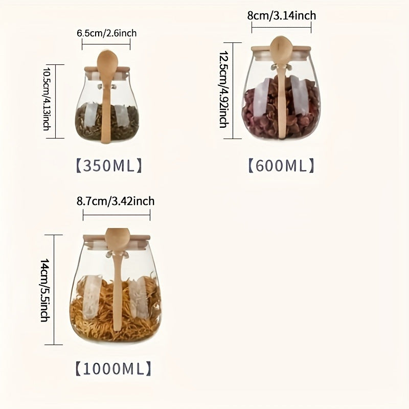 Large Capacity Transparent Glass Sealed Storage Jar with Spoon - ChoreGirl