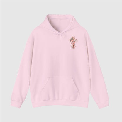Custom Unisex Blooming Flower Cross Heavy Blend Hoodie | PERSONALIZED - ChoreGirl