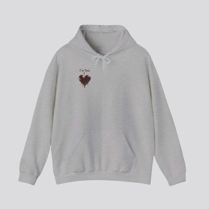 Custom Unisex Anti Valentine's Day I'm fine. Heavy Blend Hooded Sweatshirt | PERSONALIZED - ChoreGirl