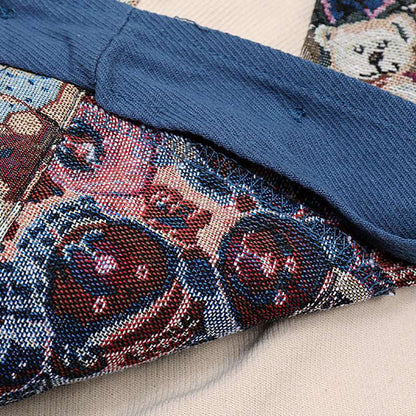 Men's Blue Stitching Patch Pattern Thin Button Up Shirt - ChoreGirl